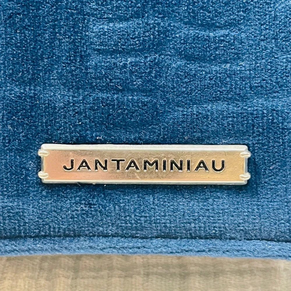 JANTAMINIAU EMBOSSED BLUE VELVET CASE CLUTCH BAG